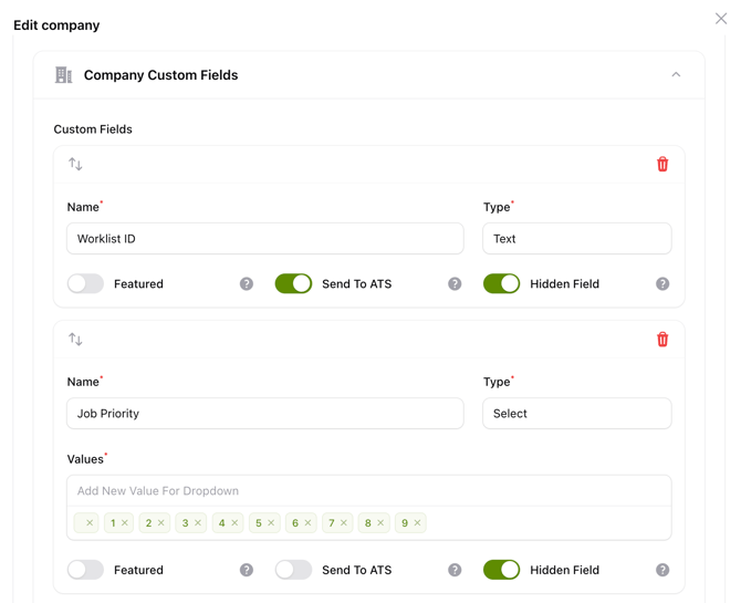 Stratas | Jobs Custom Fields