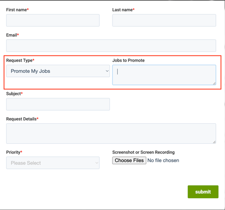 Stratas Support Form | Promote My Jobs